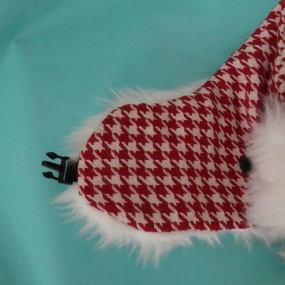 TIPSY ELVES | os | Red and White Houndstooth Aviator Hat With Chin Strap - Picture 3 of 10